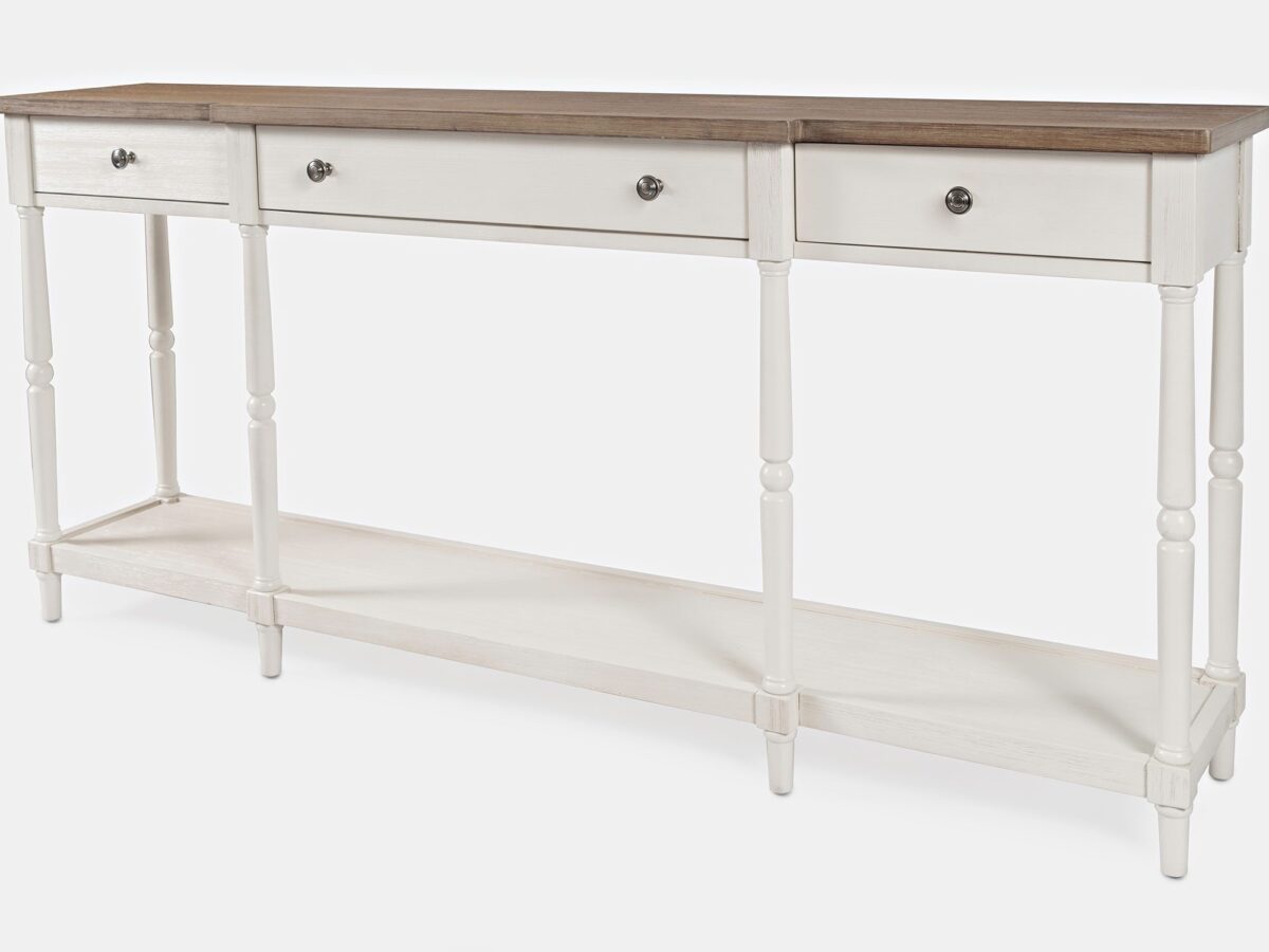 Stół konsolowy w stylu rustykalnym z krzyżakową podstawą