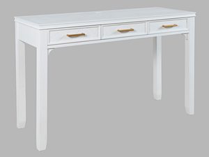 Miniaturka 1 - Konsola z białym frontem w jodełkę i złotymi uchwytami