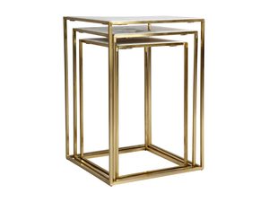 Miniaturka 2 - Zestaw stolików kawowych z marmurowym blatem i złotą ramą