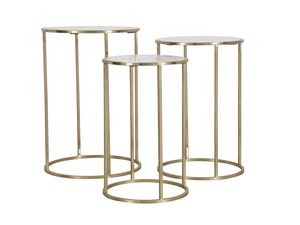 Miniaturka 1 - Zestaw okrągłych stolików z marmurowym blatem do eleganckich wnętrz