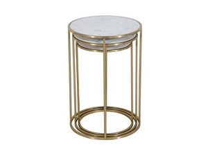 Miniaturka 7 - Zestaw okrągłych stolików z białym marmurem do nowoczesnych wnętrz