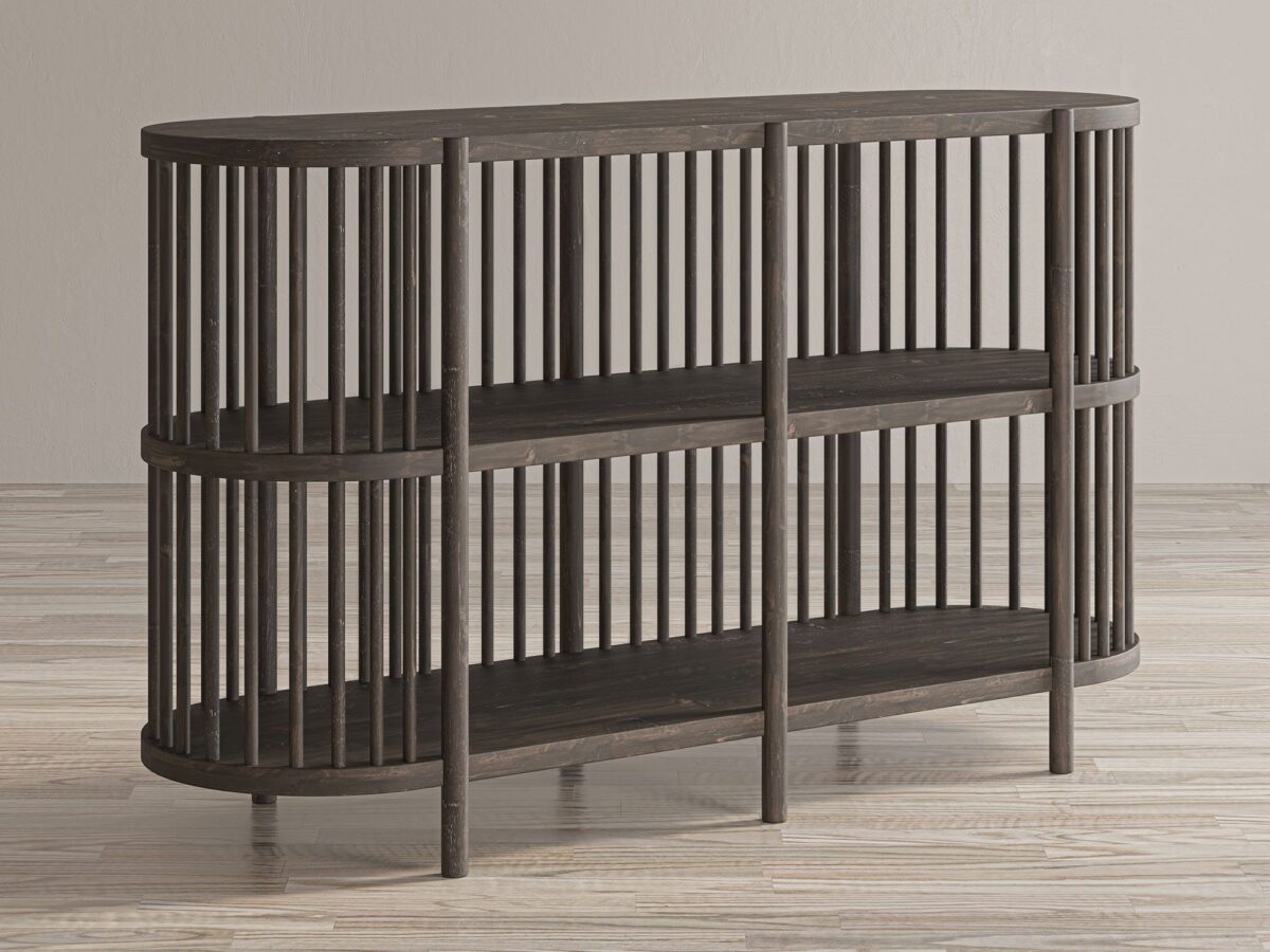 Stylowy regał z otwartymi półkami w rustykalnym stylu