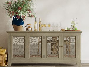 Miniaturka 6 - Komoda w stylu vintage z ażurowymi drzwiami do eleganckiego salonu