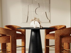 Miniaturka 6 - Czarny stół z okrągłym blatem do nowoczesnej jadalni