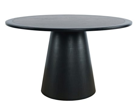 Stół 127cm w stylu mid-century z okrągłym blatem i stożkową podstawą – Avola