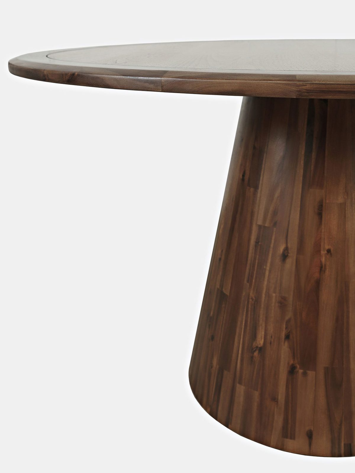 Stylowy brązowy stół z drewnianym blatem i solidną podstawą Stylowy brązowy stół z drewnianym blatem i solidną podstawą