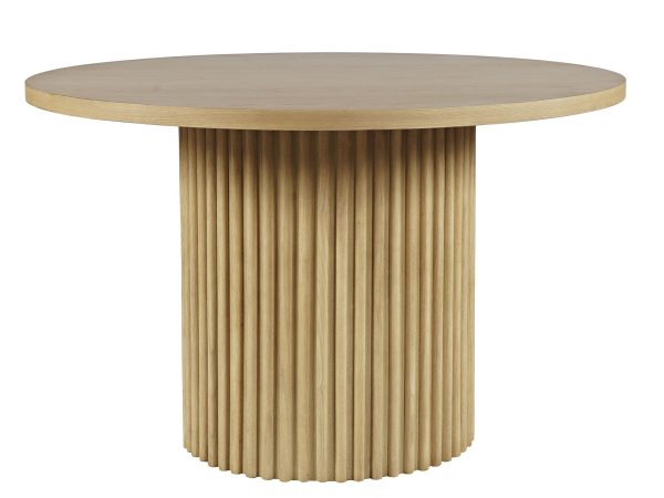 Nowoczesny stół z żebrowaną podstawą do eleganckiej jadalni