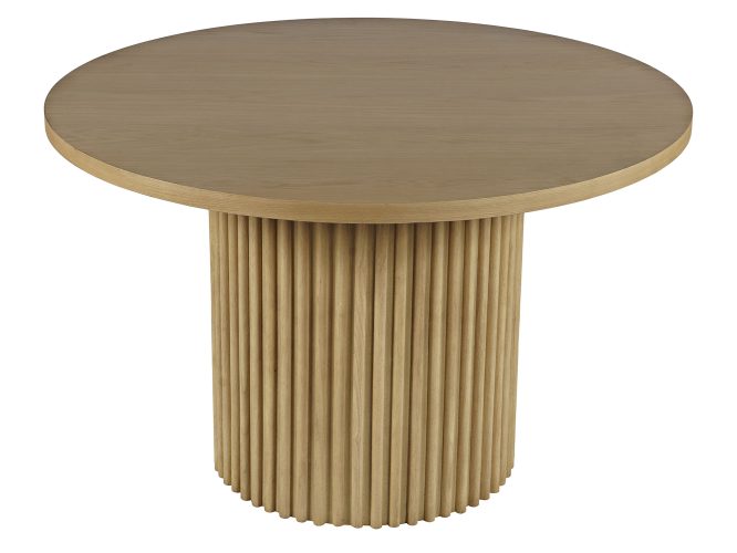 Stół Japandi 122cm z Ryflowanym Blatem w Naturalnym Drewnie – Avola