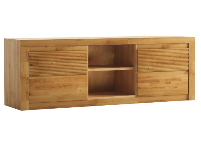 Szafka RTV Dębowa Ryflowana 140 cm – Castoro 41