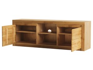 Miniaturka 2 - Dębowa szafka RTV ryflowana w naturalnym wykończeniu