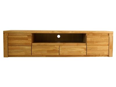 Szafka RTV Dębowa Ryflowana 200 cm 2 Szuflady – Castoro 48