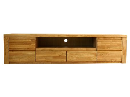 Szafka RTV Dębowa Ryflowana 200 cm 2 Szuflady – Castoro 48