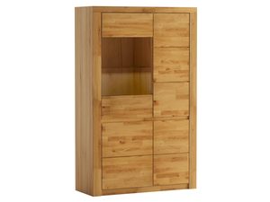 Miniaturka 1 - Narożna szafa z przeszklonym frontem i półkami po bokach