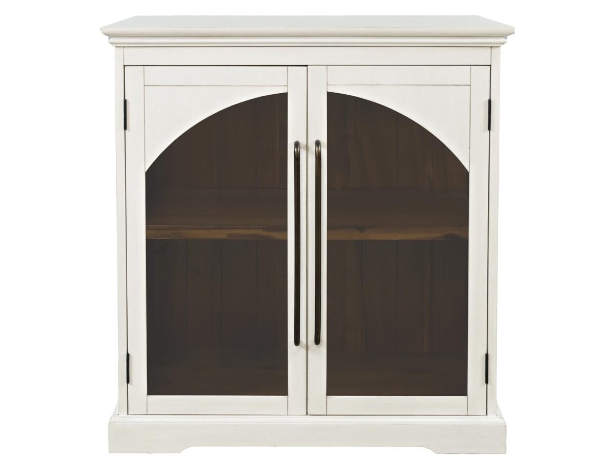 Komoda biała z przeszklonymi drzwiami i łukami – Avola