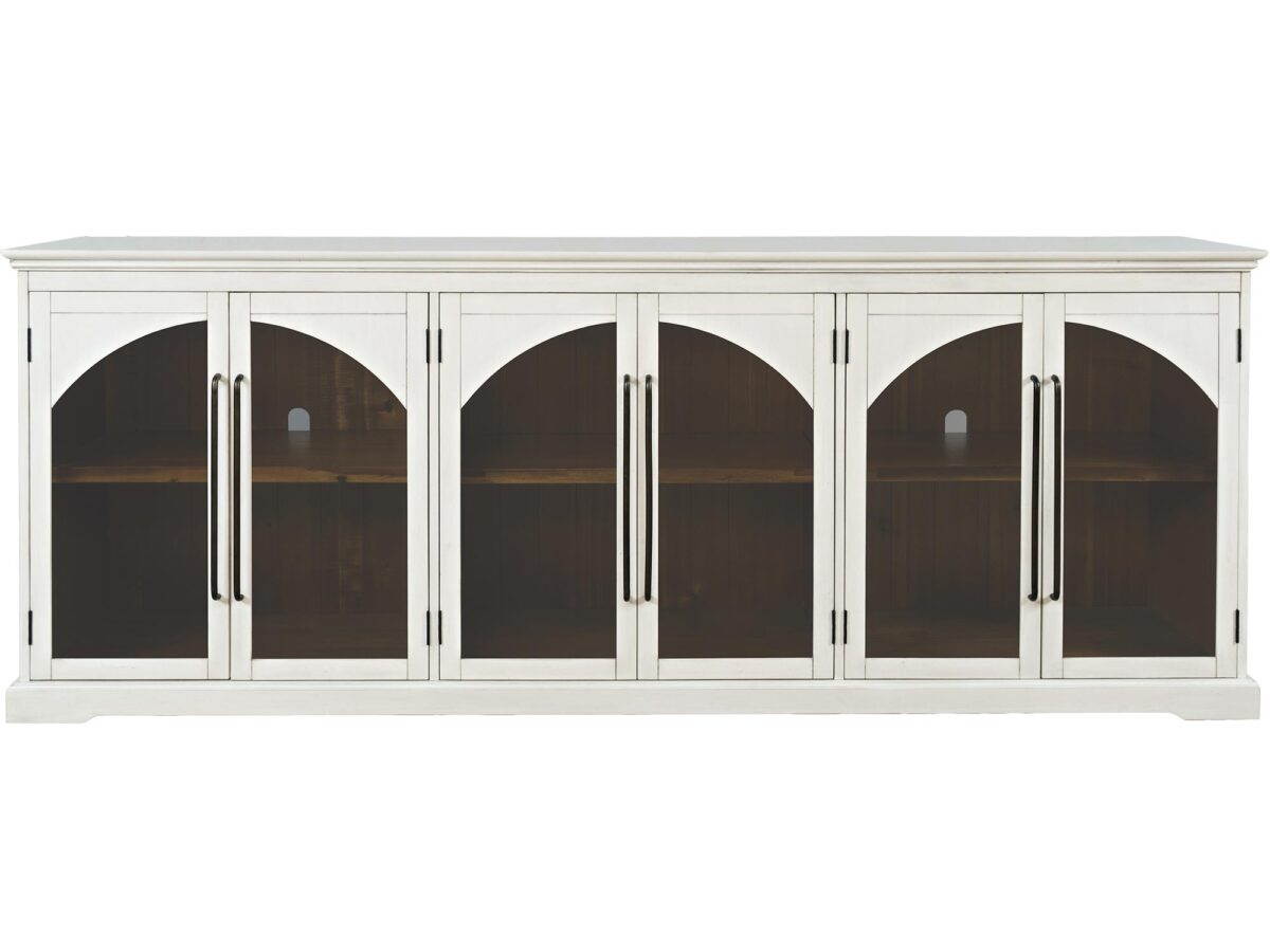 Komoda biała z sześcioma przeszklonymi drzwiami – Avola