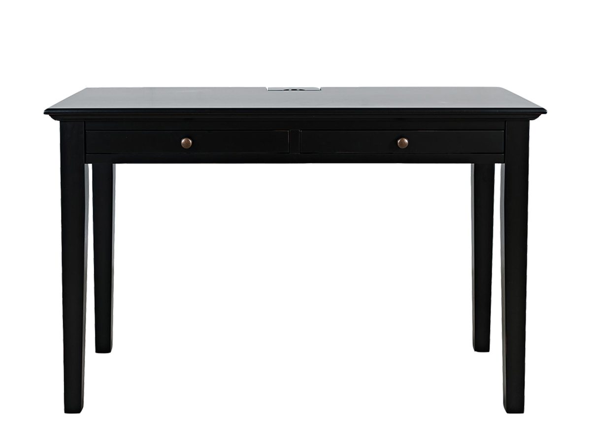 Biurko w Kolorze Czarnym z Gniazdem USB i Czerwonymi Przetarciami – Avola