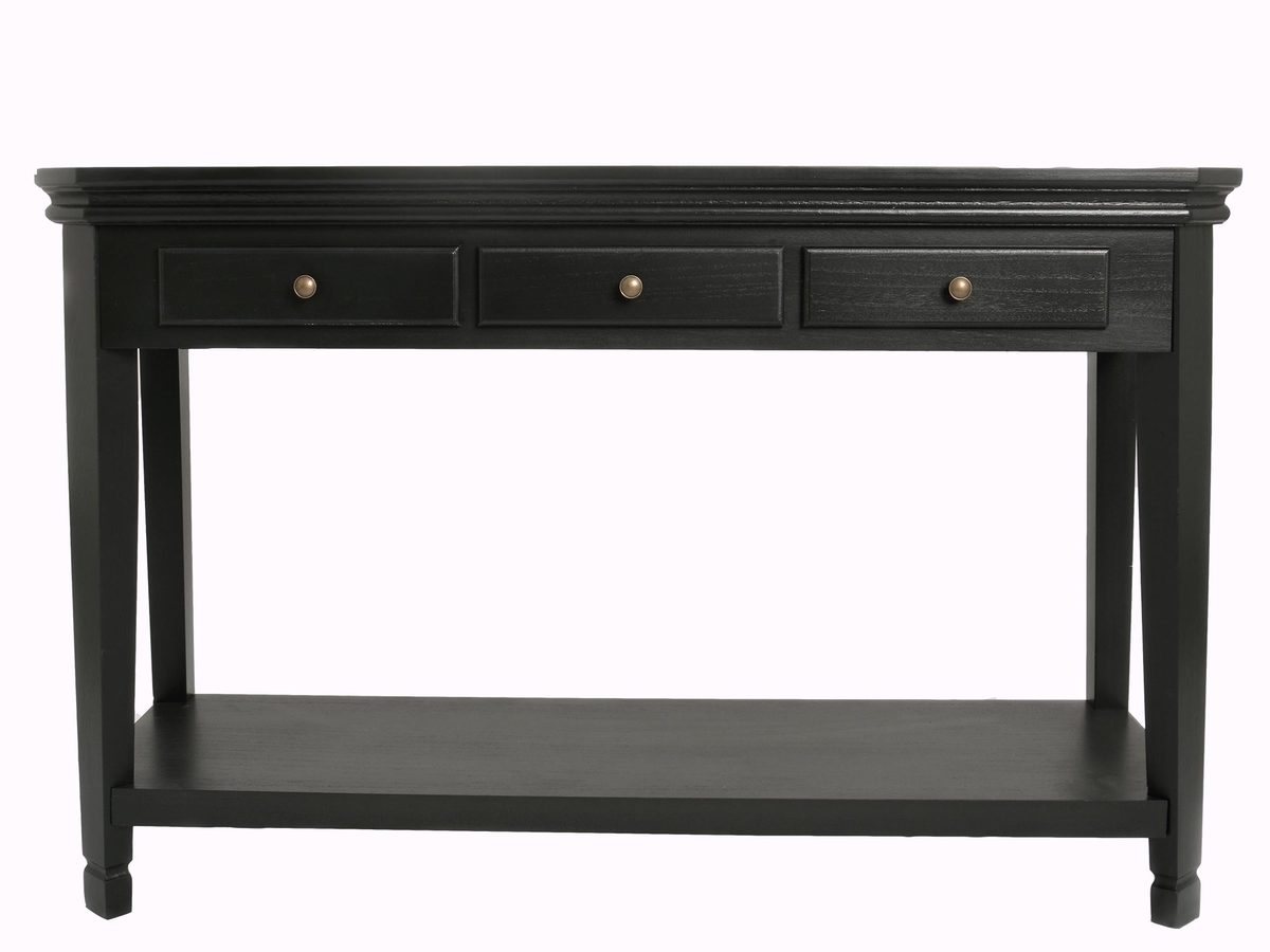 Konsola klasyczna czarna z metalowymi uchwytami w kolorze mosiądzu – Siena