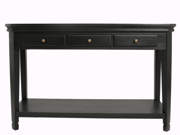 Konsola drewniana z półką w aranżacji glamour