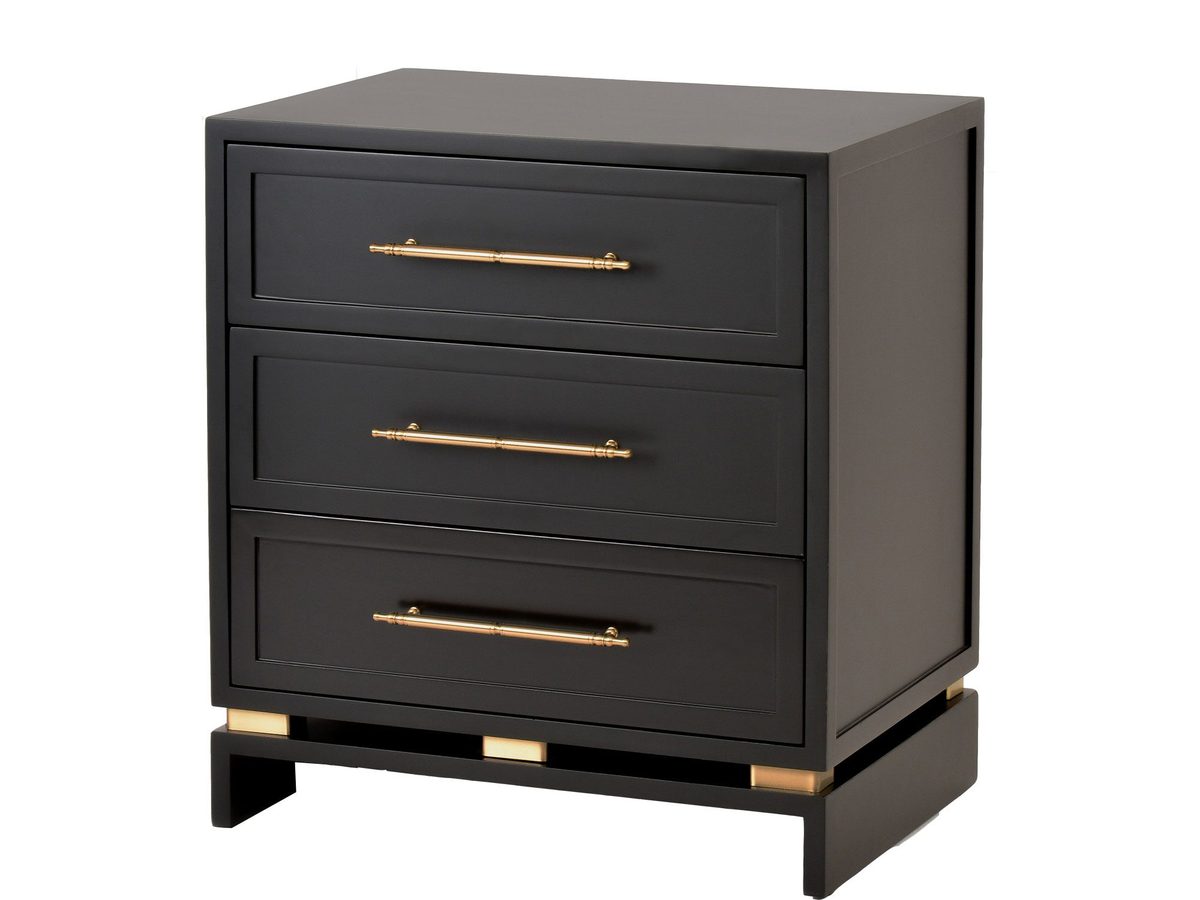 Elegancka Szafka Czarna z Satynowym Wykończeniem i Złotymi Akcentami – Hamilton