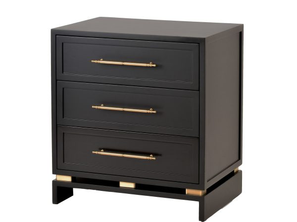 Nowoczesna komoda z drewna wiązu z eleganckimi złotymi wykończeniami