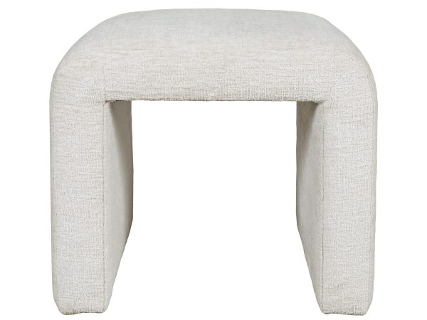 Minimalistyczna pufa boucle w kolorze ecru z prostą konstrukcją