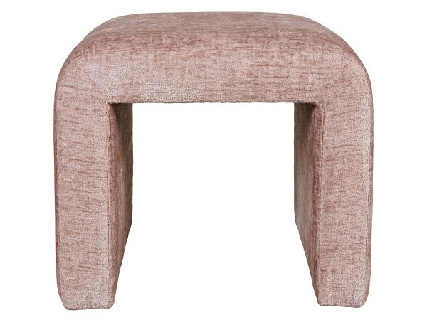 Ceglastoróżowa pufa boucle z prostym siedziskiem bez oparcia