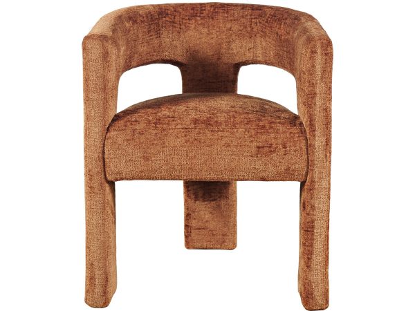 Nowoczesne krzesło z zaokrąglonym oparciem i miękką tkaniną boucle