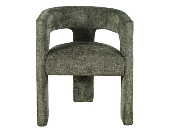 Zielone krzesło boucle z okrągłym siedziskiem i zaokrąglonym oparciem