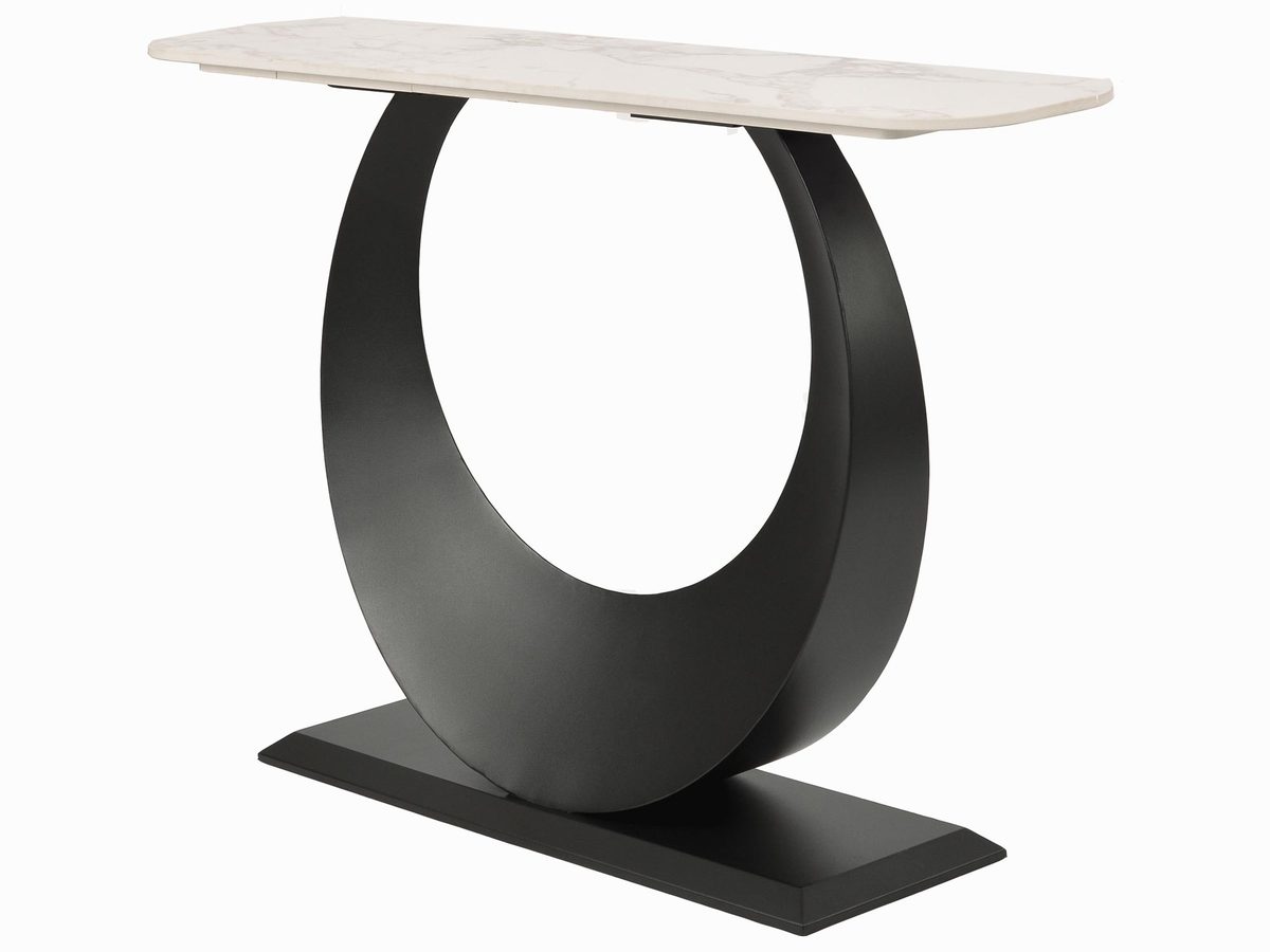 Konsola czarna z białym blatem imitującym marmur w formie księżyca – Virtus