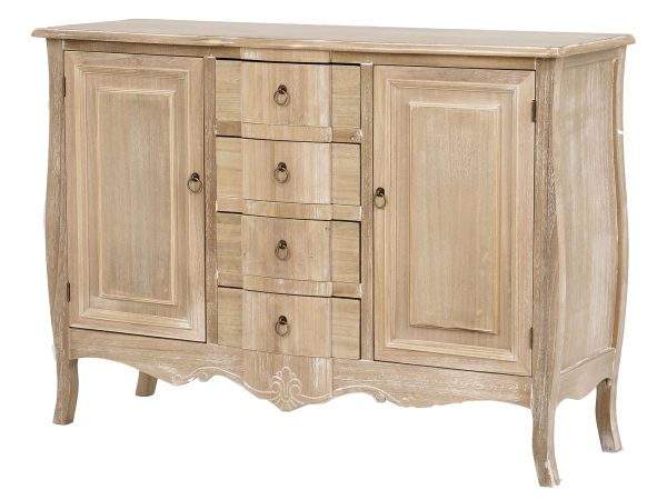 Stylowa komoda drewniana z podwójnymi drzwiczkami i szufladami