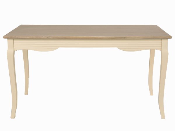 Klasyczny kremowy stół jadalniany z rzeźbionymi nogami