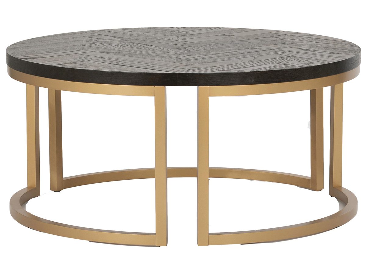 Stolik kawowy retro z czarnym połyskiem i mosiężnymi nogami – Andaluzja