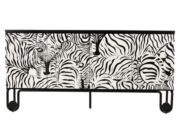 Szafka z wzorem zebry w aranżacji modern-glamour do salonu