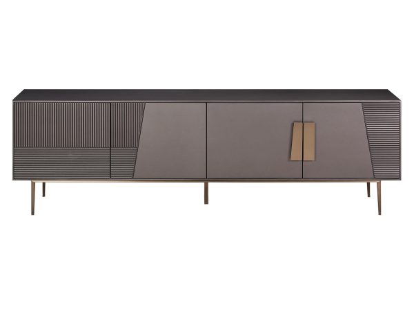 Komoda w stylu art déco z mosiężnym uchwytem i zdobieniami