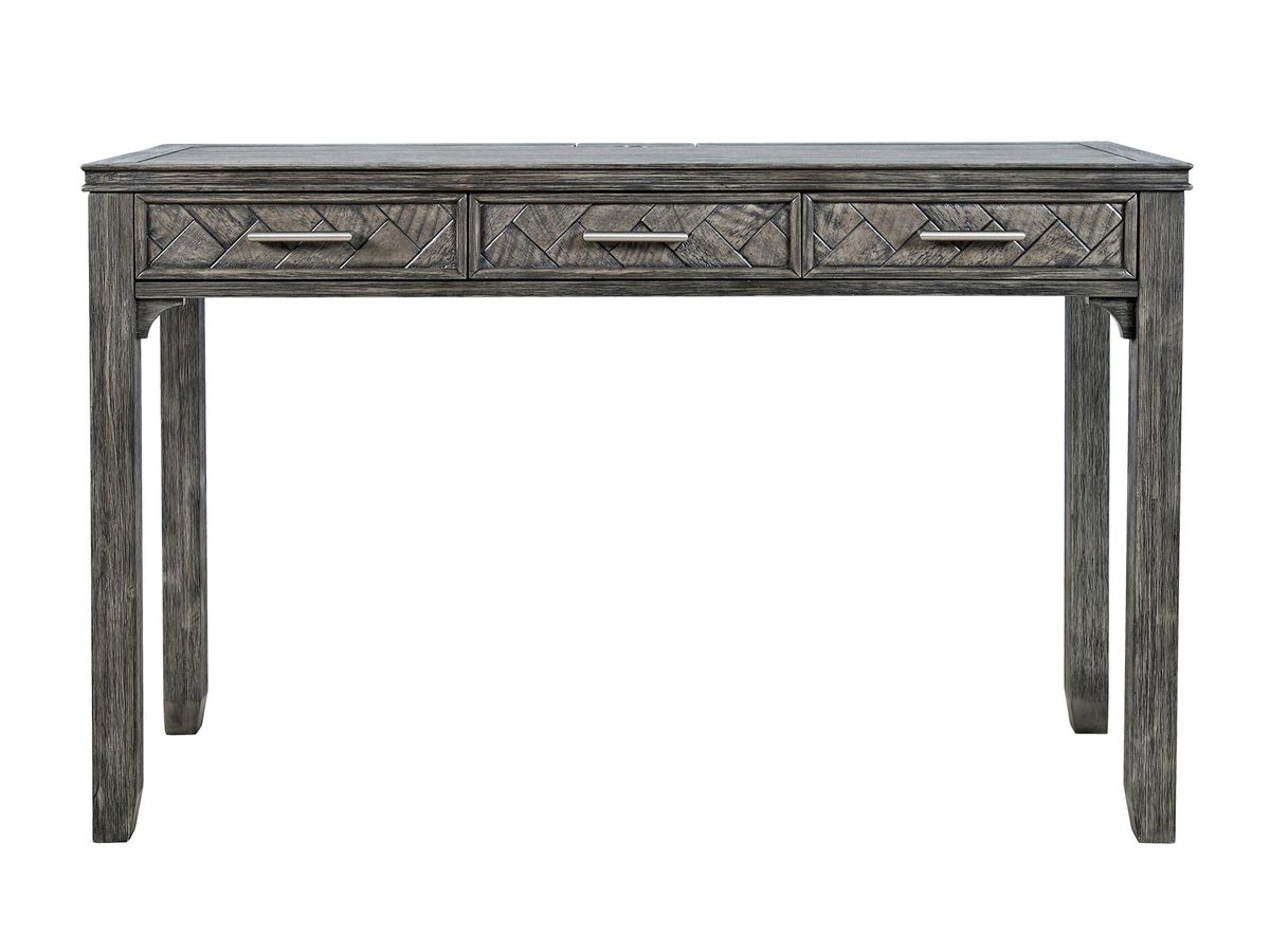 Biurko klasyczne ciemnoszare z gniazdem USB – Avola