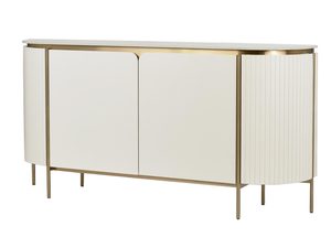 Miniaturka 4 - Elegancka biała komoda z prostym frontem i cienkimi złotymi nogami
