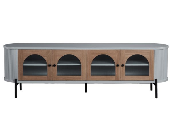 Komoda czarna z abstrakcyjnym złotym dekorem i drzwiami