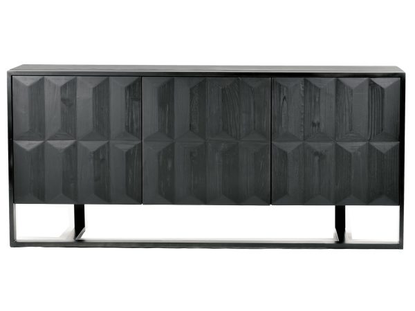 Komoda w stylu nowoczesnym z wypukłym czarnym frontem
