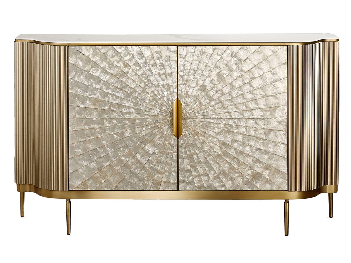 Komoda szampańska z muszlą morską i marmurowym blatem – Eleganza