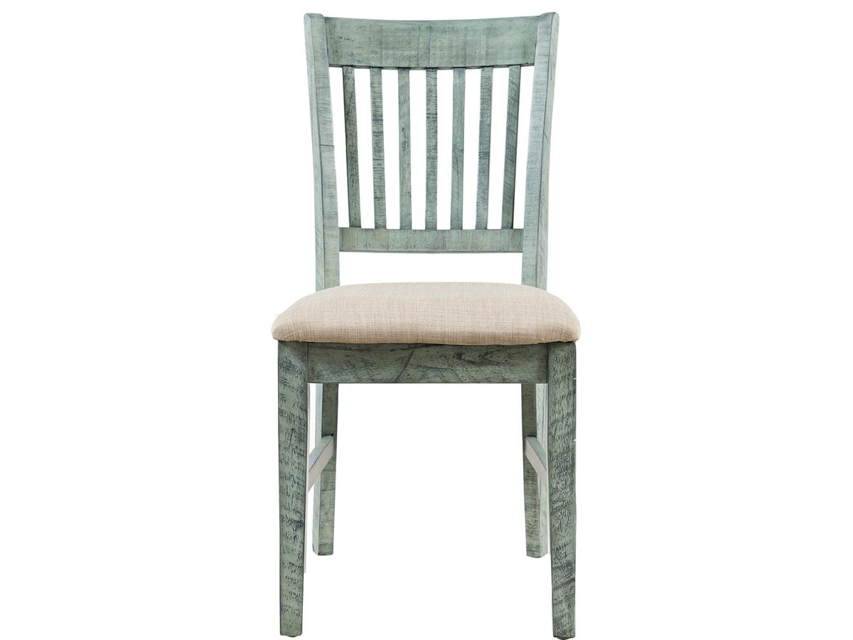 Krzesło rustykalne turkusowo-miętowe z pionowymi listewkami – Avola