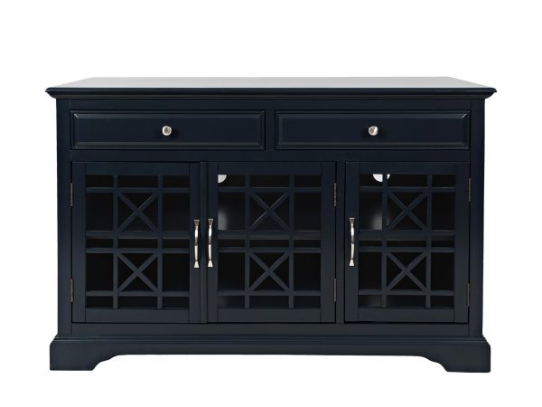 Drewniana komoda z dwoma szufladami i przeszklonymi drzwiami w stylu klasycznym kolor czarny