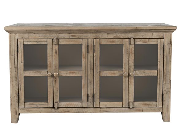 Konsola rustykalna z przeszklonymi drzwiami