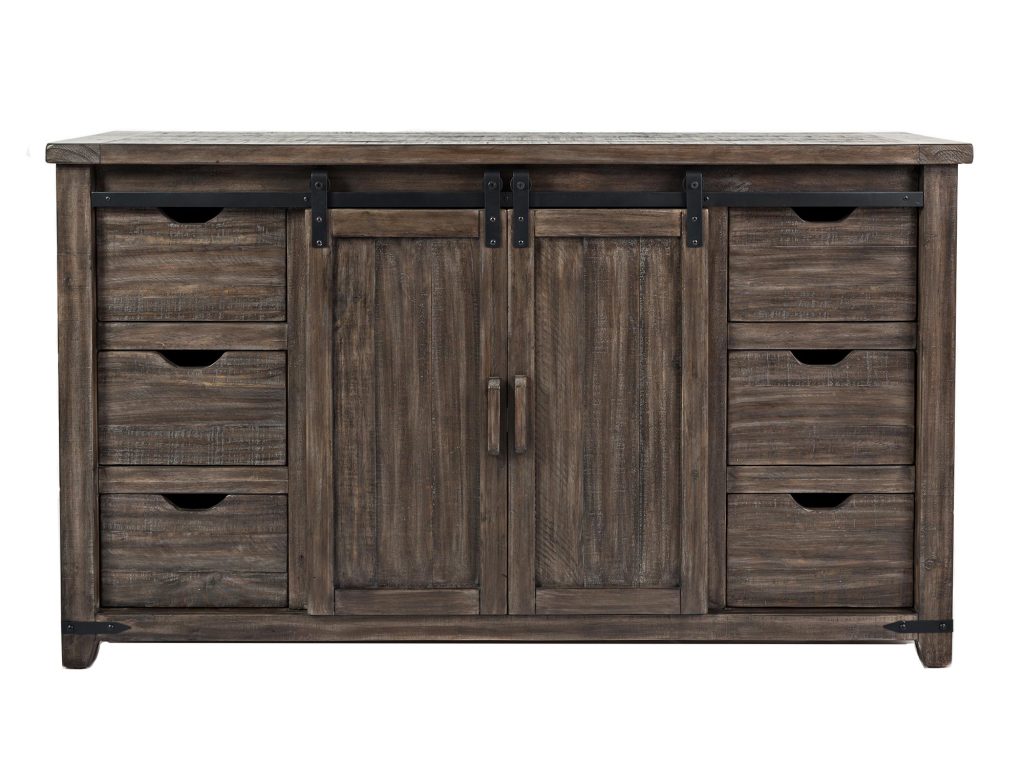 Komoda Rustykalna z Przesuwnymi Drzwiami Barn Doors w Ciemnobrązowa – Avola