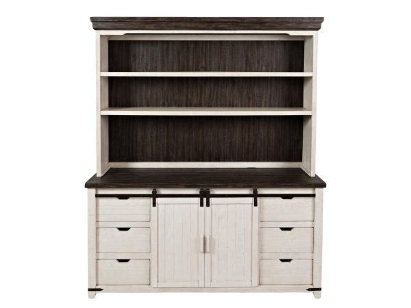 Kredens w stylu loftowym z przesuwnymi drzwiami i metalowymi uchwytami