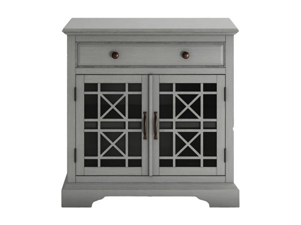 Drewniana komoda z przeszklonymi frontami w stylu klasycznym kolor szary