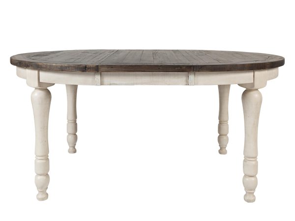 Owalny stół jadalniany z drewnianymi nogami i ciemnym blatem