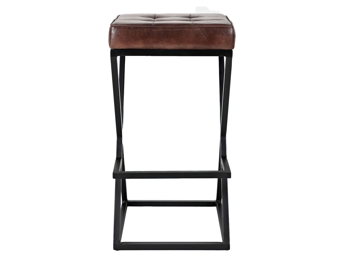 Hoker tapicerowany z naturalnej skóry w kolorze ciemnej sieny – Avola