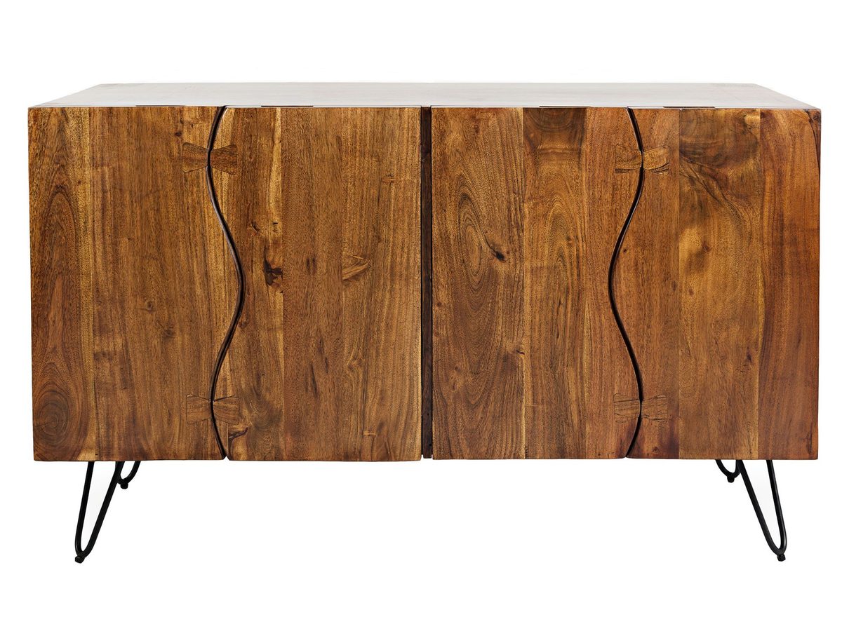 Komoda industrialna z metalowymi nogami i orzechowym wykończeniem – Avola