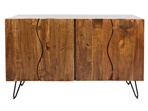 Komoda drewniana z naturalnym wykończeniem do salonu