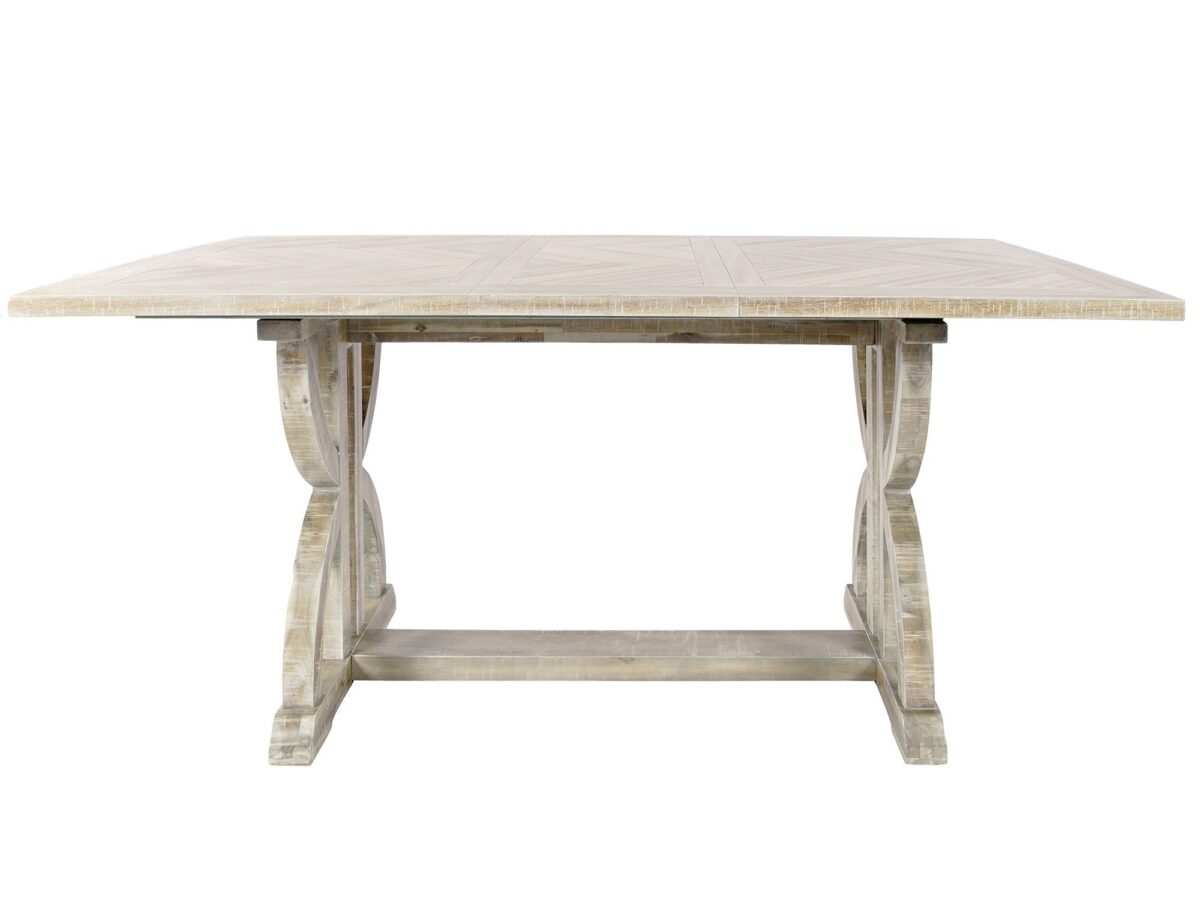 Stół drewniany z intarsją w jodełkę i nogami w kształcie krzyża – Avola